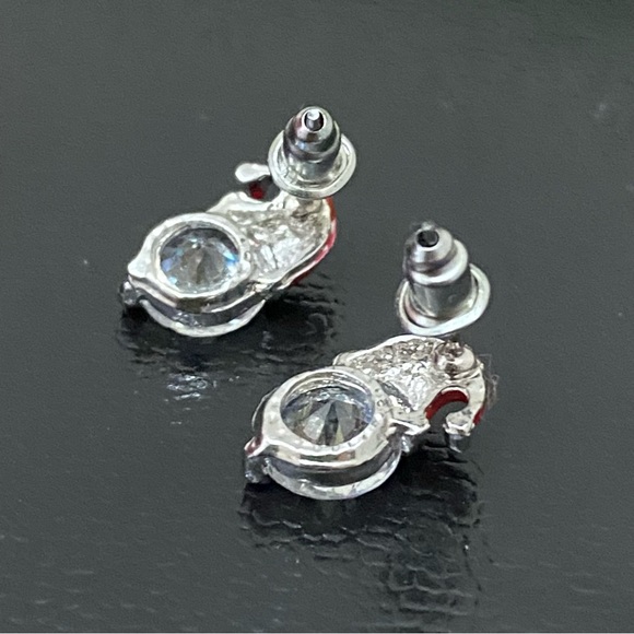 Adorable Enamel Santa Claus Hat Clear CZ Rhinestones Stud Earrings - Picture 11 of 11